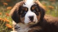 a Saint Bernard puppy in a charming