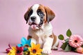 Saint Bernard puppy dog friendly companion pet protector