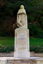 Saint Boniface statue in Crediton park Devon United Kingdom February 20 2021 Royalty Free Stock Photo