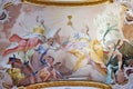 Saint Catherine and Saint Barbara, fresco by Matthaus Gunther in Benedictine monastery church in Amorbach, Germany