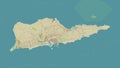 Saint Croix - U.S. Virgin Islands outlined. Topo Humanitarian