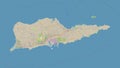 Saint Croix - U.S. Virgin Islands outlined. Topo standard