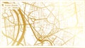Saint Denis France City Map in Retro Style in Golden Color. Outline Map