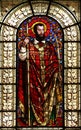 Saint Dionysius, stained glass, Saint Vincent de Paul church, Paris Royalty Free Stock Photo