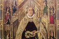 Saint Dominic of Silos enthroned as a Bishop. Painted by Bartolome Bermejo, 1479