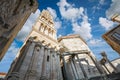 The Saint Domnius Cathedral and bell tower in the Diocletian`s Palace Old Town of Split, Croatia Royalty Free Stock Photo