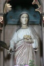 Saint Dorothea of Alexandria, statue on the altar of the Holy Family in the church of the St Nicholas in Lijevi Dubrovcak, Croatia Royalty Free Stock Photo