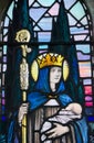 Saint Edith & Child. Stained glass window by Veonica Whall