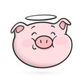 Saint emoticon icon. Emoji pig.