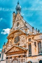 Saint-Etienne-du-Mont is a church in Paris, France, located on the Montagne Sainte-Genevieve  near the Pantheon Royalty Free Stock Photo