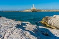 Saint Eufemia Lighthouse in Vieste, Foggia Province, Puglia Apulia, Italy. Royalty Free Stock Photo