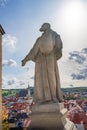 Saint Felix of Cantalice Statue at Cloak Bridge of Cesky Krumlov Castle - Cesky Krumlov, Czech Republic