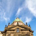 Saint Francis of Assisi Church against a blue sky in Prague Royalty Free Stock Photo