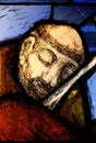 Saint Francis of Assisi, detail of stained glass window in Franciscan abbey in Kleinostheim, Germany