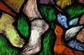 Saint Francis of Assisi, detail of stained glass window in Franciscan abbey in Kleinostheim, Germany Royalty Free Stock Photo