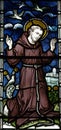 Saint Francis of Assisi in stained glass Royalty Free Stock Photo