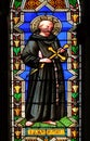Saint Francis of Assisi, stained glass window in the Basilica di Santa Croce in Florence Royalty Free Stock Photo