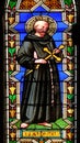 Saint Francis of Assisi, stained glass window in the Basilica di Santa Croce in Florence Royalty Free Stock Photo