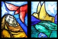 Saint Francis of Assisi, stained glass window in Benediktbeuern Abbey, Germany Royalty Free Stock Photo