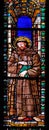 Saint Francis, stained glass window in the Basilica di Santa Croce in Florence Royalty Free Stock Photo