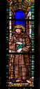 Saint Francis, stained glass window in the Basilica di Santa Croce in Florence Royalty Free Stock Photo