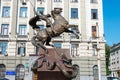 Saint George and the Dragon statue. a famous tourist spot in Lviv, Ukraine