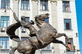 Saint George and the Dragon statue. a famous tourist spot in Lviv, Ukraine