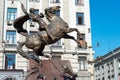 Saint George and the Dragon statue. a famous tourist spot in Lviv, Ukraine