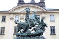 Saint George and the Dragon Statue in Stockholm, Sweden Royalty Free Stock Photo