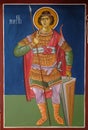 Saint George, fresco in the Church of Saint Paraskeva of the Balkans near Saint Naum Monastery, Ohrid in Macedonia Royalty Free Stock Photo