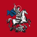 Saint George. illustration on red background. Royalty Free Stock Photo