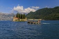 Saint George island with a centuries-old monastery and cemetery and cypress trees in the famous Bay of Kotor, Montenegro