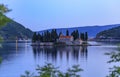 Saint George island with a centuries-old monastery and cemetery and cypress trees in the famous Bay of Kotor, Montenegro