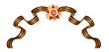 Saint George ribbon with red star golden order