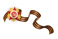 Saint George ribbon with red star golden order