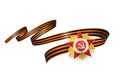 Saint George ribbon with red star golden order Royalty Free Stock Photo