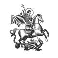 Saint George. Black and white vector objects Royalty Free Stock Photo