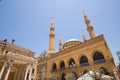 Saint Georges Maronite Cathedral and the Blue Mosque in downtown Beirut. Beirut, Lebanon Royalty Free Stock Photo