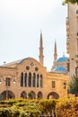 Saint Georges Maronite cathedral and Mohammad Al-Amin Mosque in the background in the center of Beirut, Lebanon Royalty Free Stock Photo
