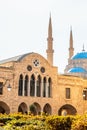 Saint Georges Maronite cathedral and Mohammad Al-Amin Mosque in the background in the center of Beirut, Lebanon Royalty Free Stock Photo