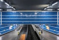 Saint- Gilles, Brussels Capital Region - Belgium - Blue tiles interior design of the metro station