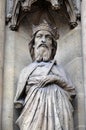 Saint Gontran, statue on the portal of the Basilica of Saint Clotilde in Paris, France