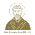 Saint Gregory the Great 540-604 was the bishop of Rome from 3 September 590 to his death. He is known for instigating the first Royalty Free Stock Photo