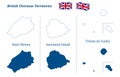 Saint Helena, Ascension and Tristan da Cunha map. British overseas territory in the South Atlantic. Detailed blue outline and silh