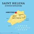 Saint Helena, political map, tropical island in the South Atlantic