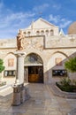 Saint Hieronymus statue at the Church of the Nativity of Jesus Christ on a sunny day. Palestine. Israel. The city of Bethlehem. Royalty Free Stock Photo