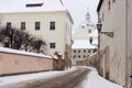 Saint ignatius street in winter oldtown Vilnius