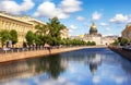 Saint Isaac Cathedral across Moyka river, St Petersburg, Russia