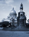 Saint Isaac Cathedral and Monument To emperor Nicholas I Royalty Free Stock Photo