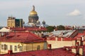 Saint Isaac`s Cathedral and red roofs in Saint Petersburg, Russia